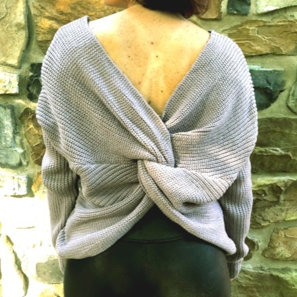Indian Way Co Sweaters - Twist Back Knotted Pullover V neck Sweater NEW!